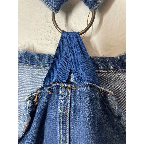 Zara Trafaluc Denimwear Overalls Size Medium Distressed Blue - Picture 7 of 8